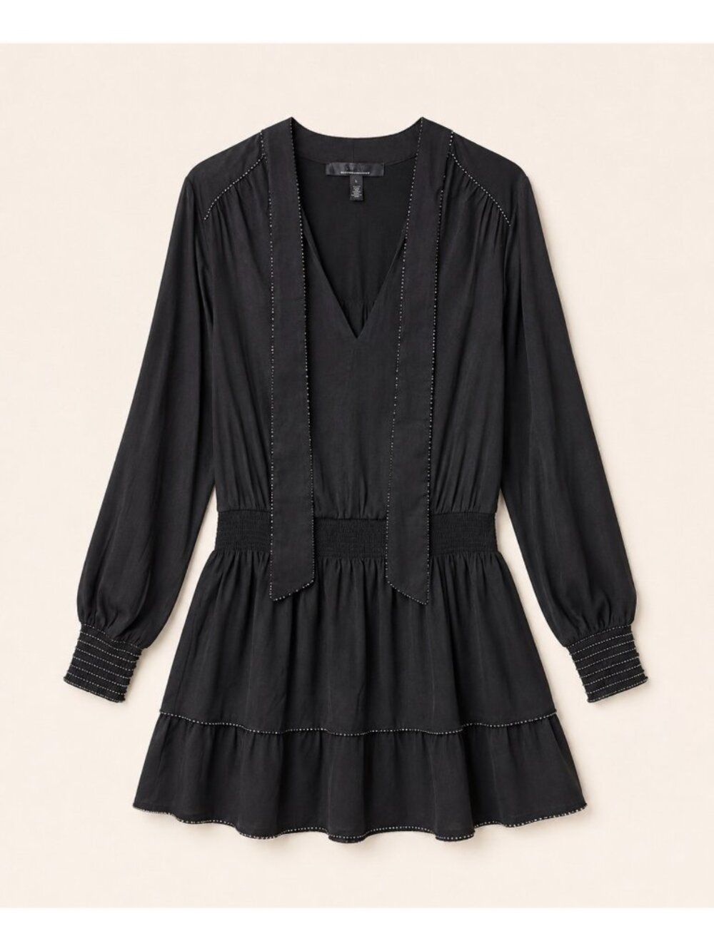 White House Black Market Black Long Sleeve Mini Dress With Studded Details Size
